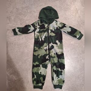 Hurley Green Camo Hooded Fleece One-Piece Romper 18 Months